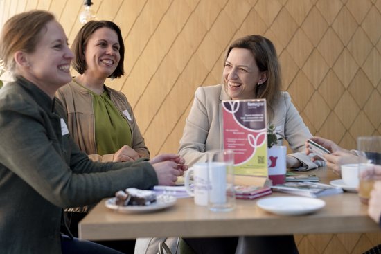 Adult,  Cup,  Face,  Female,  Happy,  Head,  Laughing,  Person,  Plate,  Woman