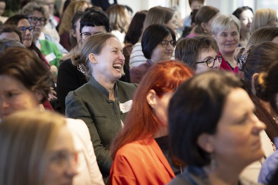 Adult,  Crowd,  Face,  Female,  Glasses,  Happy,  Head,  People,  Person,  Smile